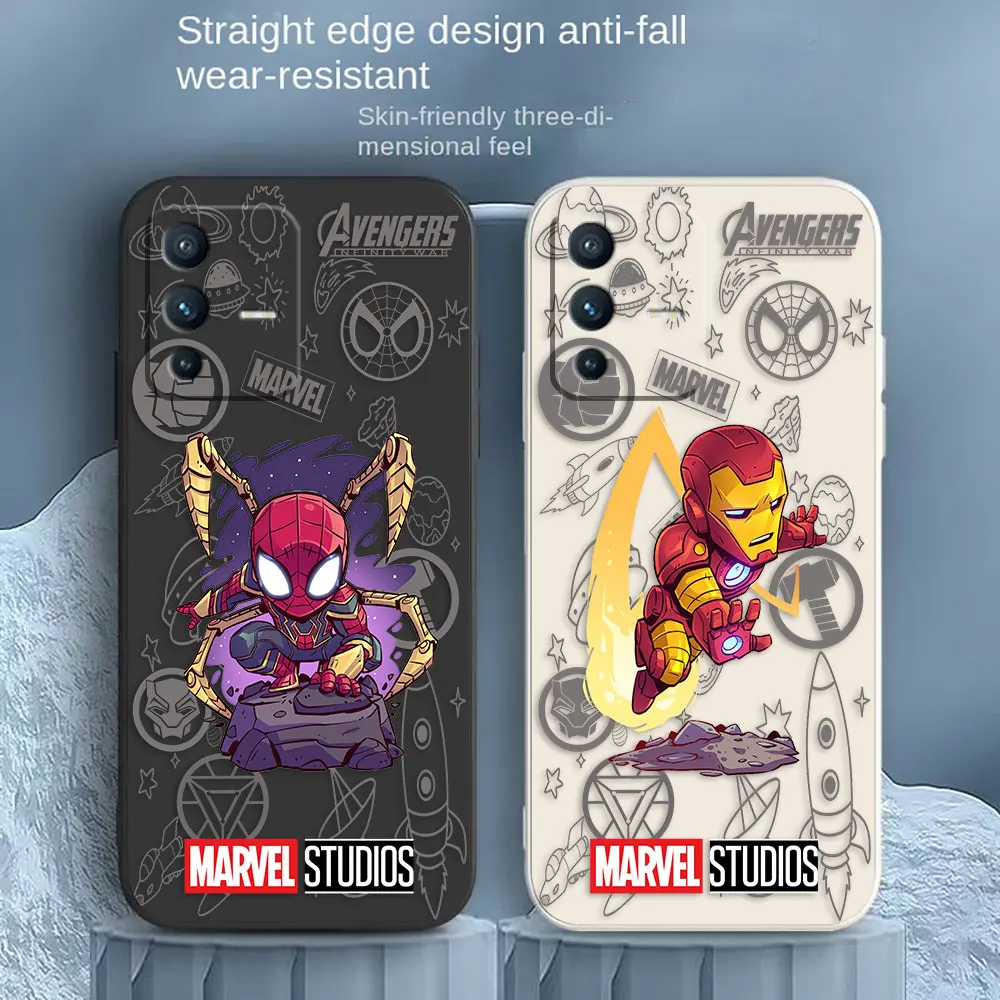 Cartoon Funny Spider-Man Iron Man Phone Case For VIVO S1 S5 S6 S7 S9 S9E S10 S12 S15 S16 S16E T1 T2X V15 V20 V21 V23 PRO 5G Case