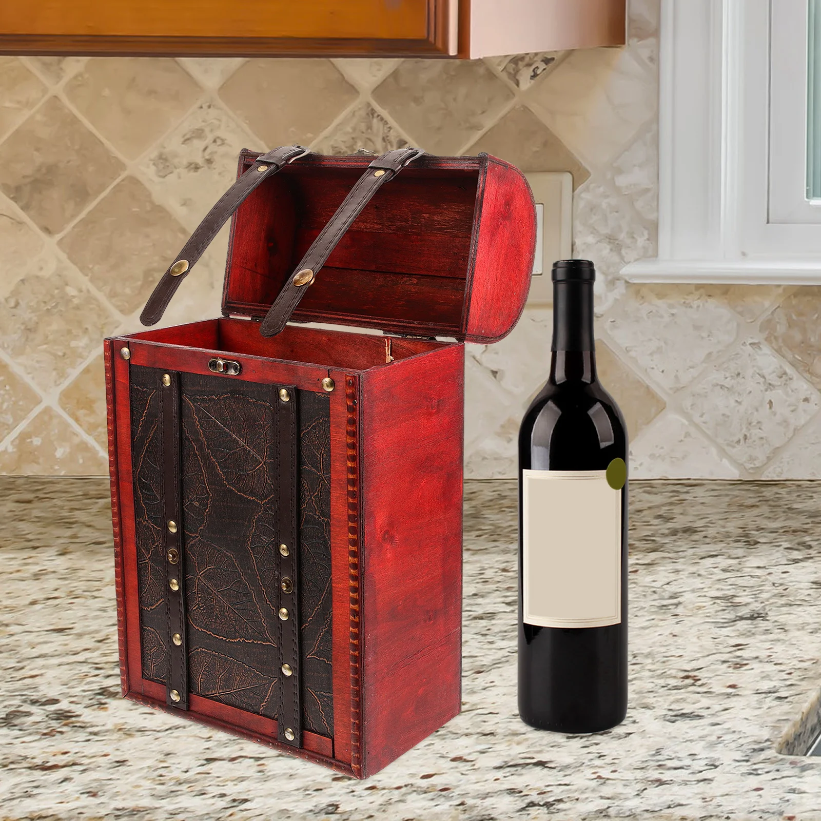 

Stylish Vintage Wooden Box Gifts Double Bottle Packaging Strong Bearing Capacity Reusable Gift Holder For Party Festival