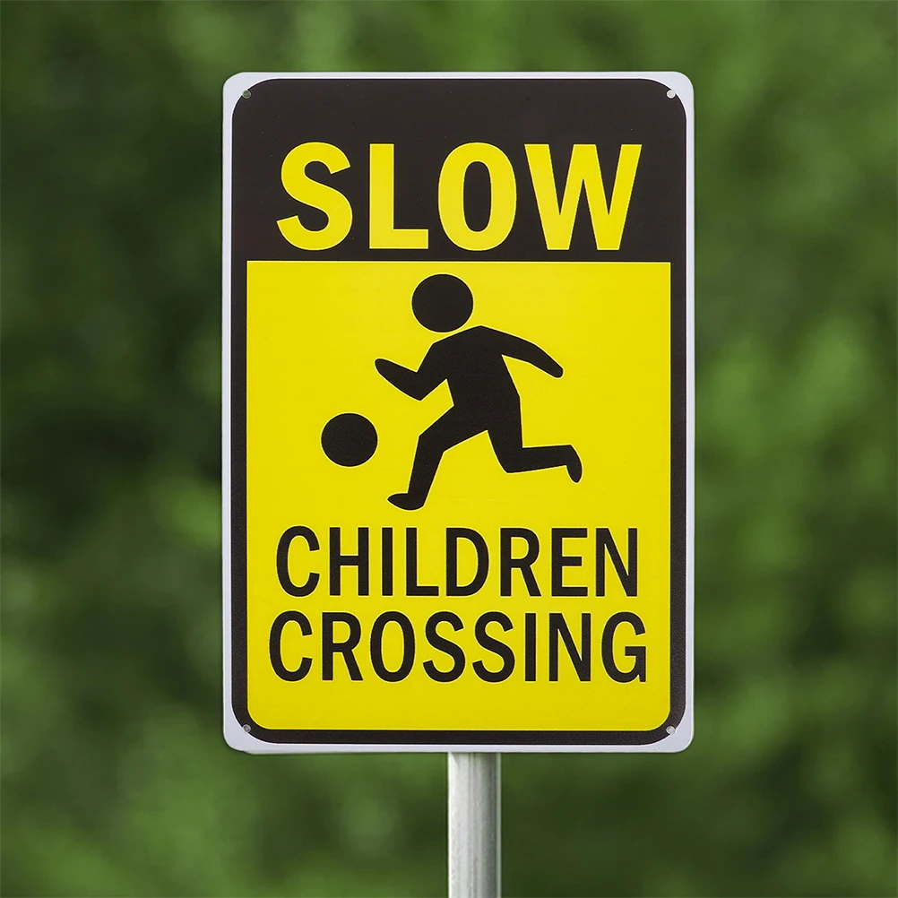 

Road Sign Safety Kid Playing Street Kids Crossing Signs Metal Children for Drive Slow