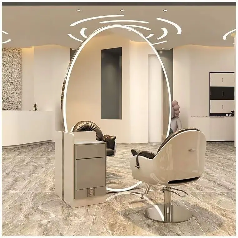 

Зеркальный шкаф в скандинавском стиле, большой круглый, одинарный или двойной, напольный, из стекла, для салонов красоты и спален