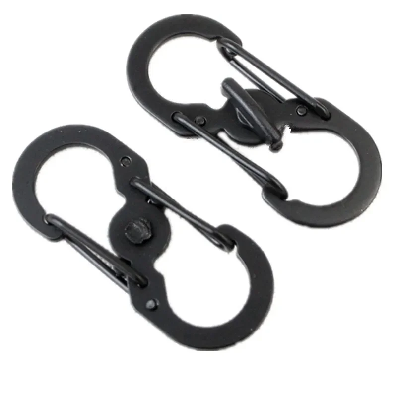 1/5/10Pcs Outdoor Camping S Type Carabiner With Lock Mini Keychain Hook Anti-Theft Outdoor Camping Backpack Buckle Key-Lock Tool