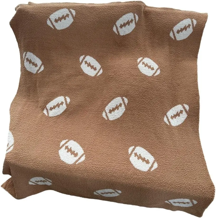 

Футбольное одеяло, полудувные одеяла для бейсбола, вязаный жаккард, бросок из перьевой пряжи, фланелевое облако