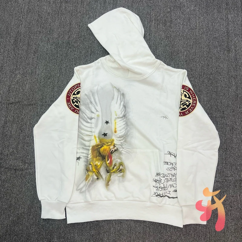 

Winter White Hoodie Cactus Jack Fashion Hiphop Street Graffiti Letters Hooded Sweatshirts Casual Loose Men Women Utopia Hoodys