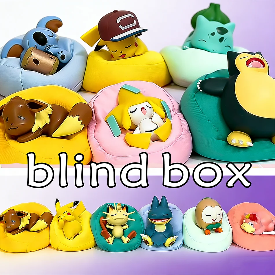 

Anime Pok é mon blind box Model Figure 1-12 pcs Pikachu sleep Series Interior Hand Sleeping Position Toys Gift for sfriends