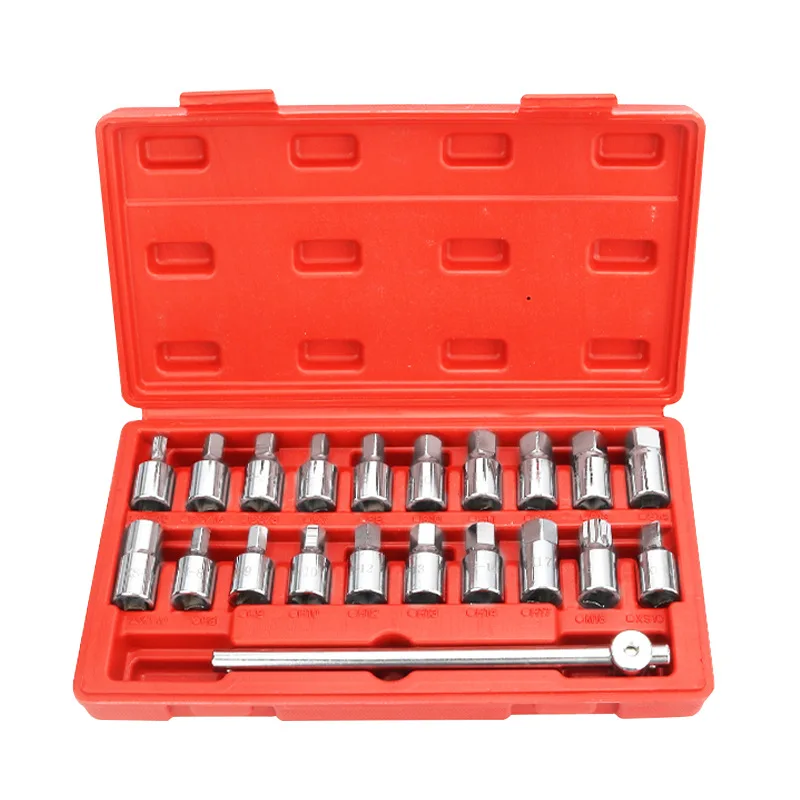 21pcs automobile oil pan oil drain screw wrench oil pan screw socket wrench oil drain oil change disassembly and unloading tooll