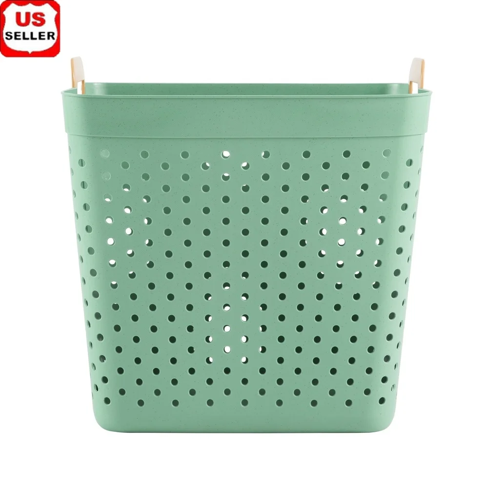 

Set of 4 Durable Rectangular Storage Baskets Lightweight Hamper Flexible Open Weave Laundry Toys Household Organization