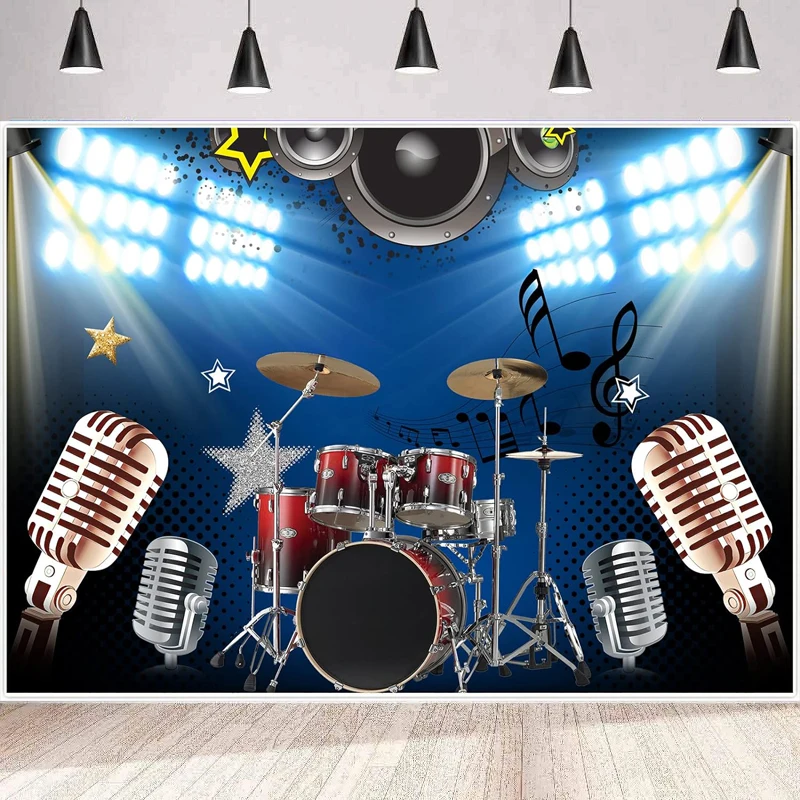 Hippie Rock And Roll Photography Backdrop Movie Dream Music Drum Set Background Birthday Home Party Backdrop Wall Banner Poster