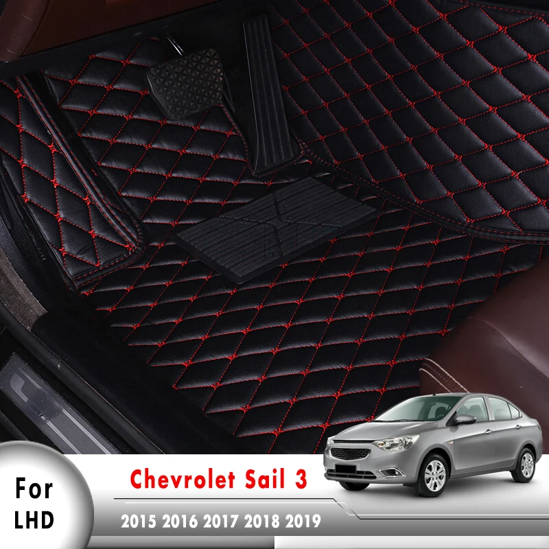 Car Floor Mats For Chevrolet New Sail 3 2015 2016 2017 2018 2019 Custom Rugs Auto Interior Accessories Leather Foot Pads styling