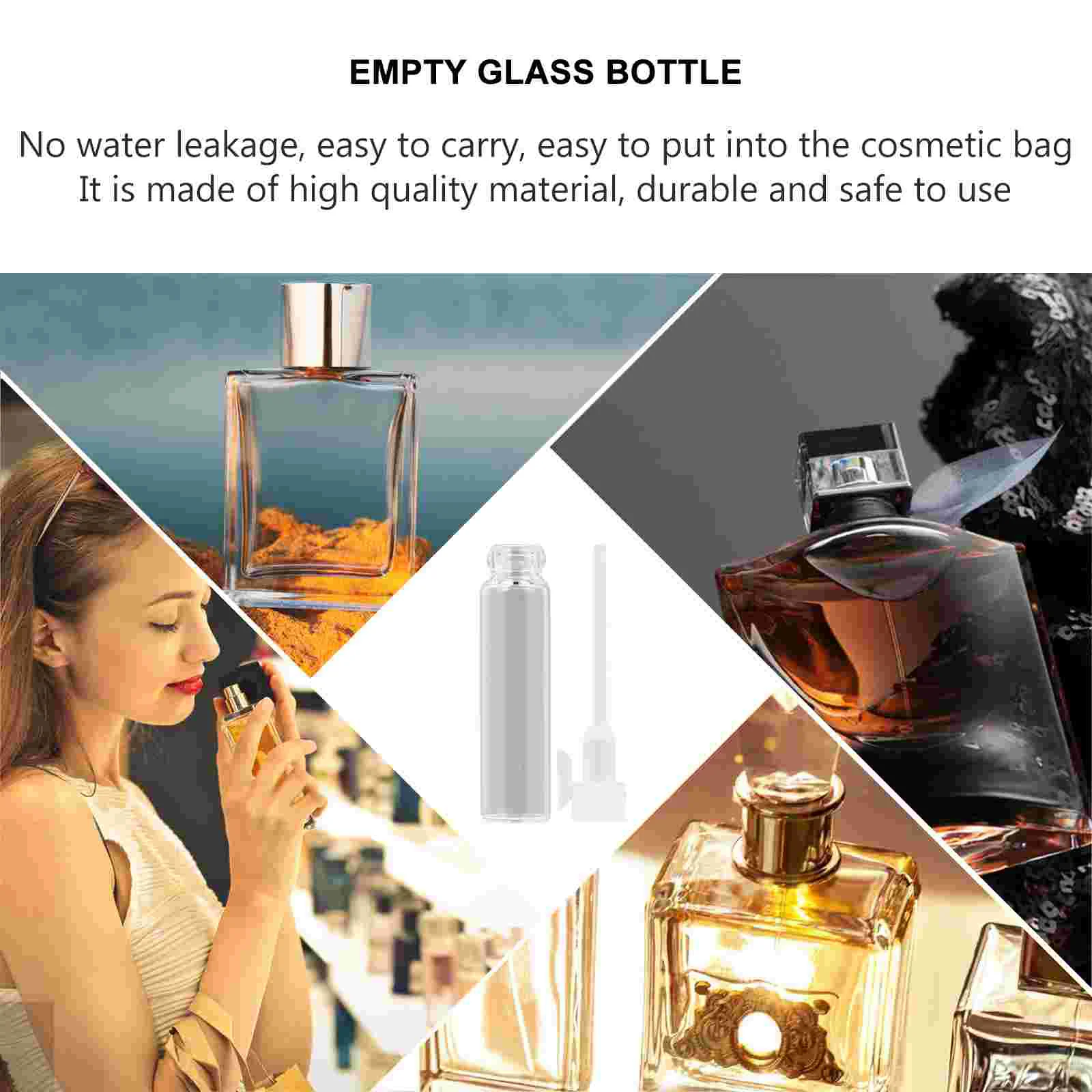 100 Pcs Glass Perfume Bottle Sub Container Sample Bottles Refillable Travel Vial Empty Containers Plastic Spray