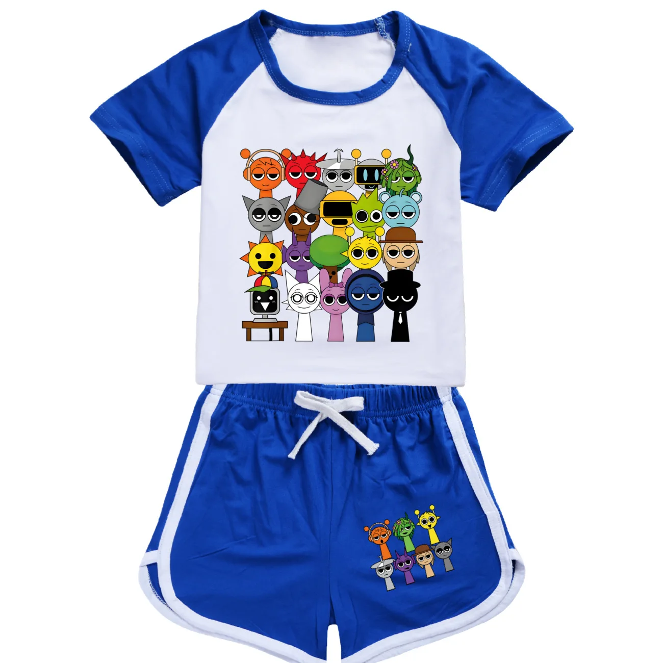 Sprunki Kids Baby Girls Clothes Outfits Game Incredibox T-shirt Shorts Children Home Casual Sports Short-sleeved Pyjamas Suit