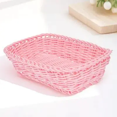 

1Pcs Macaron Color Woven Storage Basket Simple Chic Design for Desktop Organizer Sundries Holder Multi-Function Natural Rattan