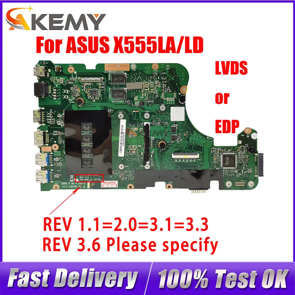 

X555L A555L K555L F555L Mainboard For ASUS X555LD X555LP X555LB X555LN X555LI X555LF X555LJ X555LDB Laptop Motherboard REV 3.6