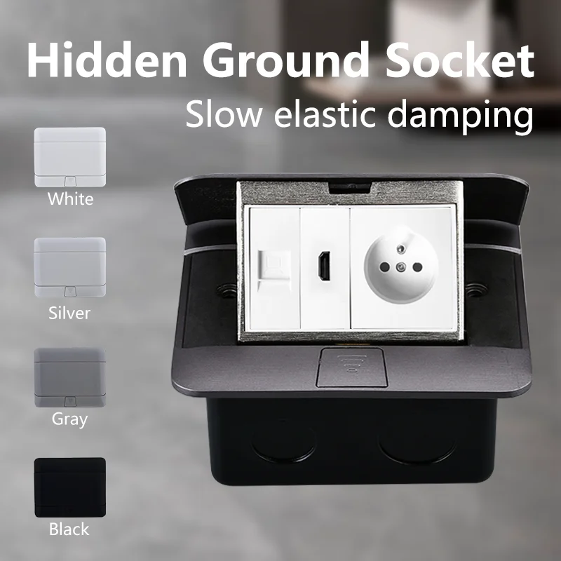 

Hidden Ground PLUG Socket,Power Sockets With USB Charge Port,16A Russia Eu FR HDMI Standard POP-UP Floor Outlets 146x120mm