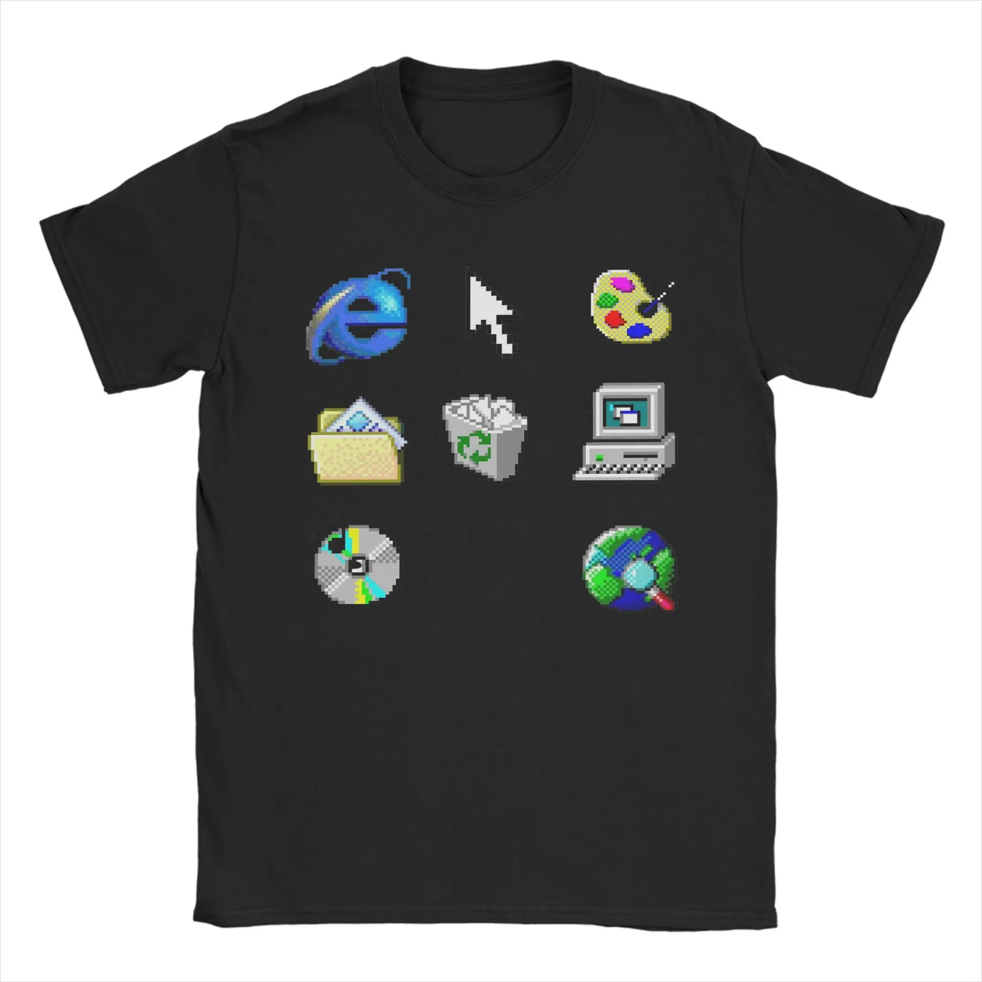 تي شيرت رجالي بنوافذ قديمة 95 أيقونات مضحكة من القطن الخالص تي شيرت بأكمام قصيرة تي شيرت برقبة دائرية فكرة هدية