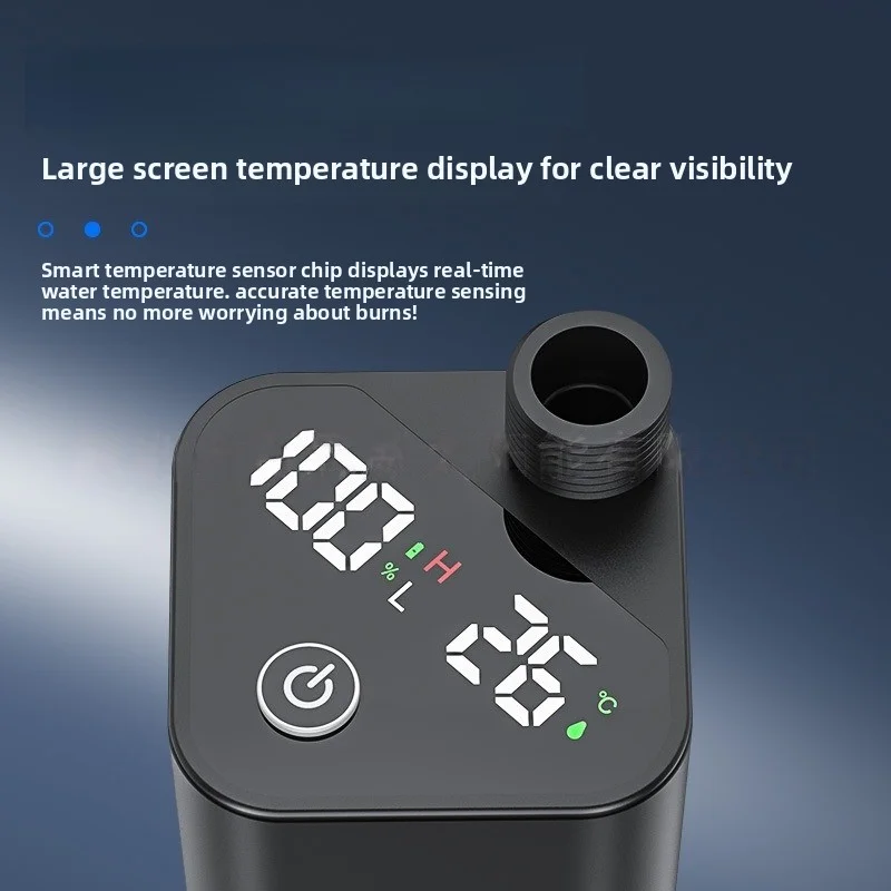 Douche de camping en plein air, ceinture noire étanche IPX7 avec affichage numérique, pompe de douche électrique portable, randonnée, arrosage pour animaux de compagnie