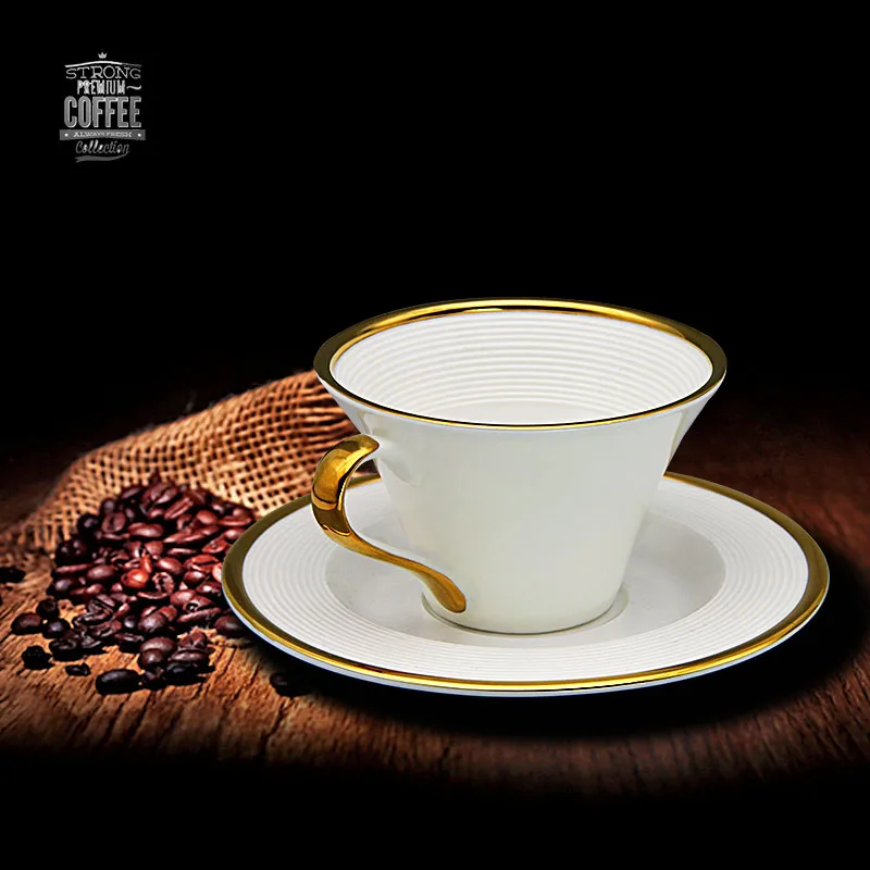 

Tangshan Bone China wangexuan Hans pattern British Royal afternoon tea high-grade gold wrapped black tea cup coffee cup set