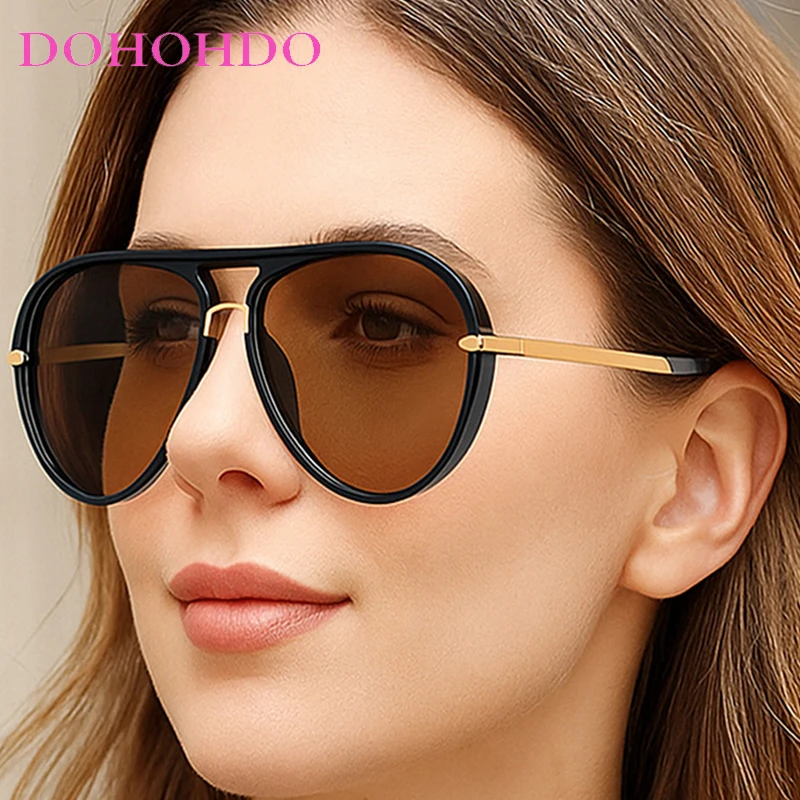 

New Fashion Metal Twin Bridge Pilot Women's Sunglasses Luxury Designer Shades Men Outdoor Driving Travel Sunglass Unisex UV400