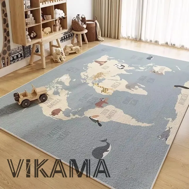 VIKAMA tapis de jeu pour enfants tapis chambre salon chambre carte du monde sous-marin monde espace tapis lavable tapis