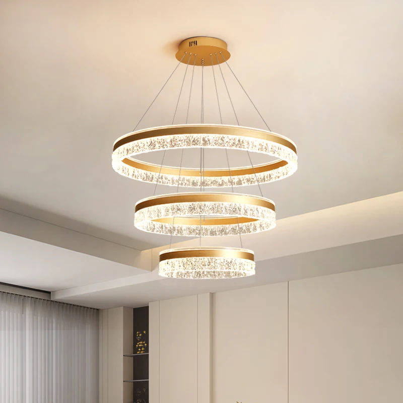 

Italian Light Luxury Chandelier Smart MIJIA Acrylic 3 Circle Ring Designer Living Room Lobby Light