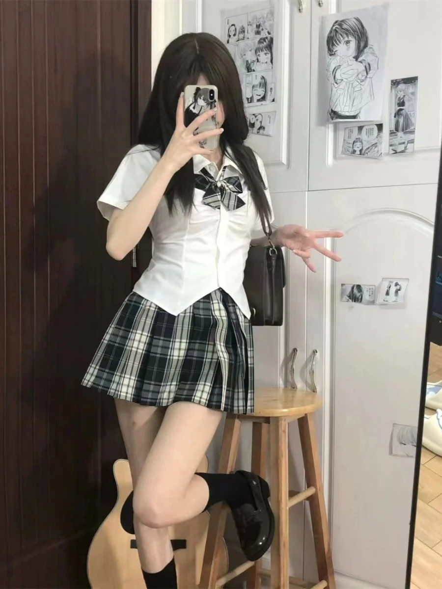 

Модный топ с утягивающим эффектом на талии, приталенный, с коротким рукавом, в стиле школьной формы, белый, для молодых женщин