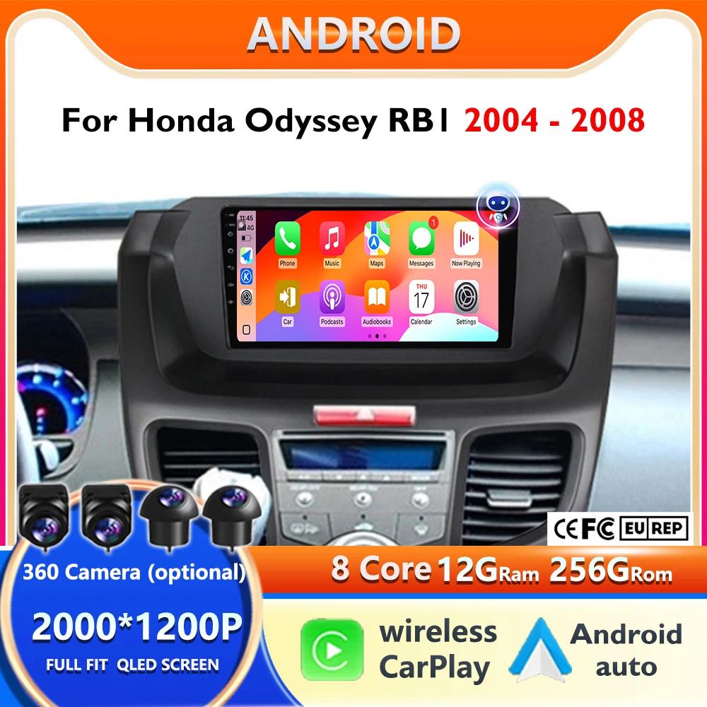 2K Für Honda Odyssey RB1 2004 - 2008 Android 15 Auto Radio Auto Multimedia Video Player Navigation Stereo GPS DSP HD10 "Nr 2 Din