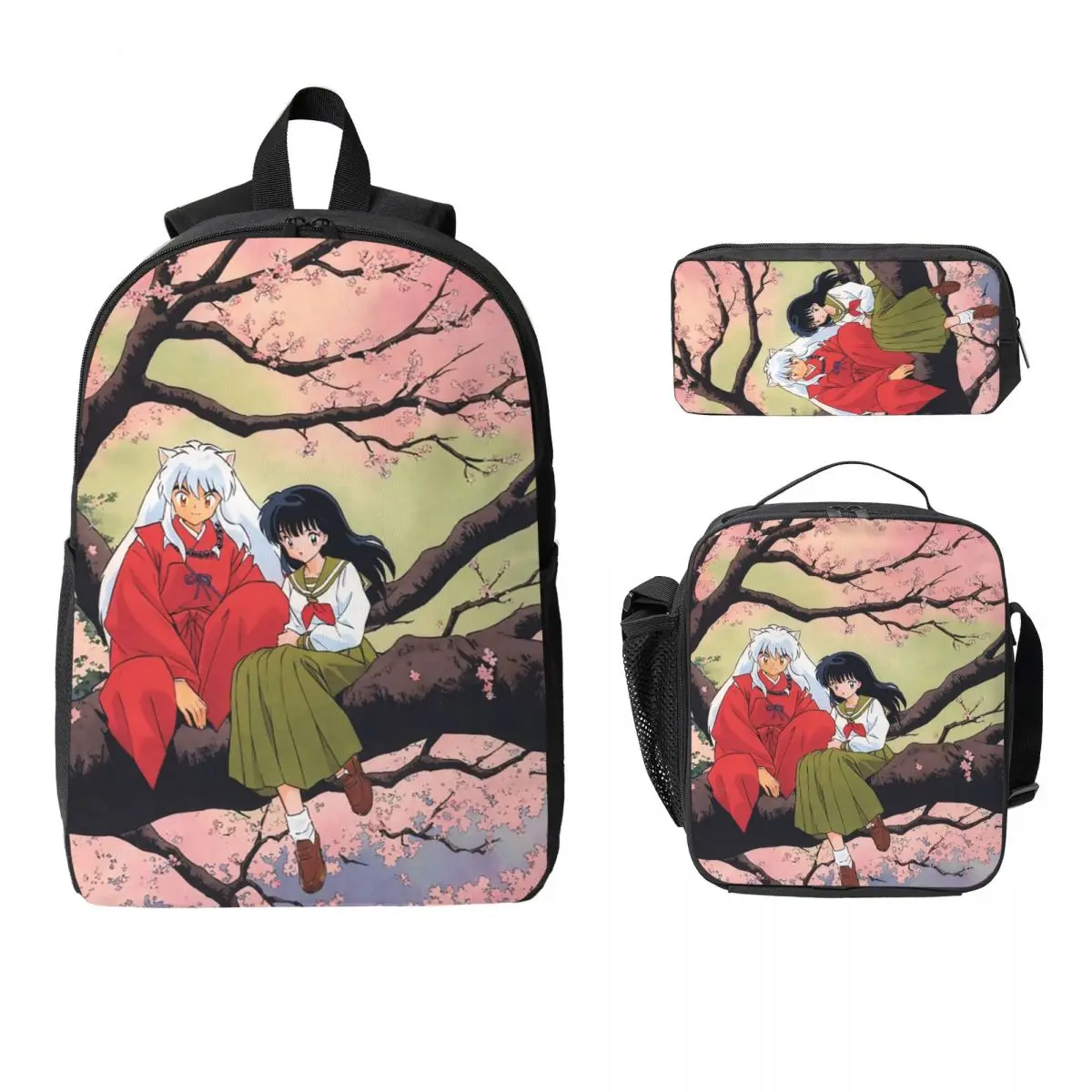

Manga Kimono Inuyasha Sesshomaru Backpack Student Boys Girl BookBag School Bag Shoulder Bags 3ps Insulated Lunch Bag Pencil Case
