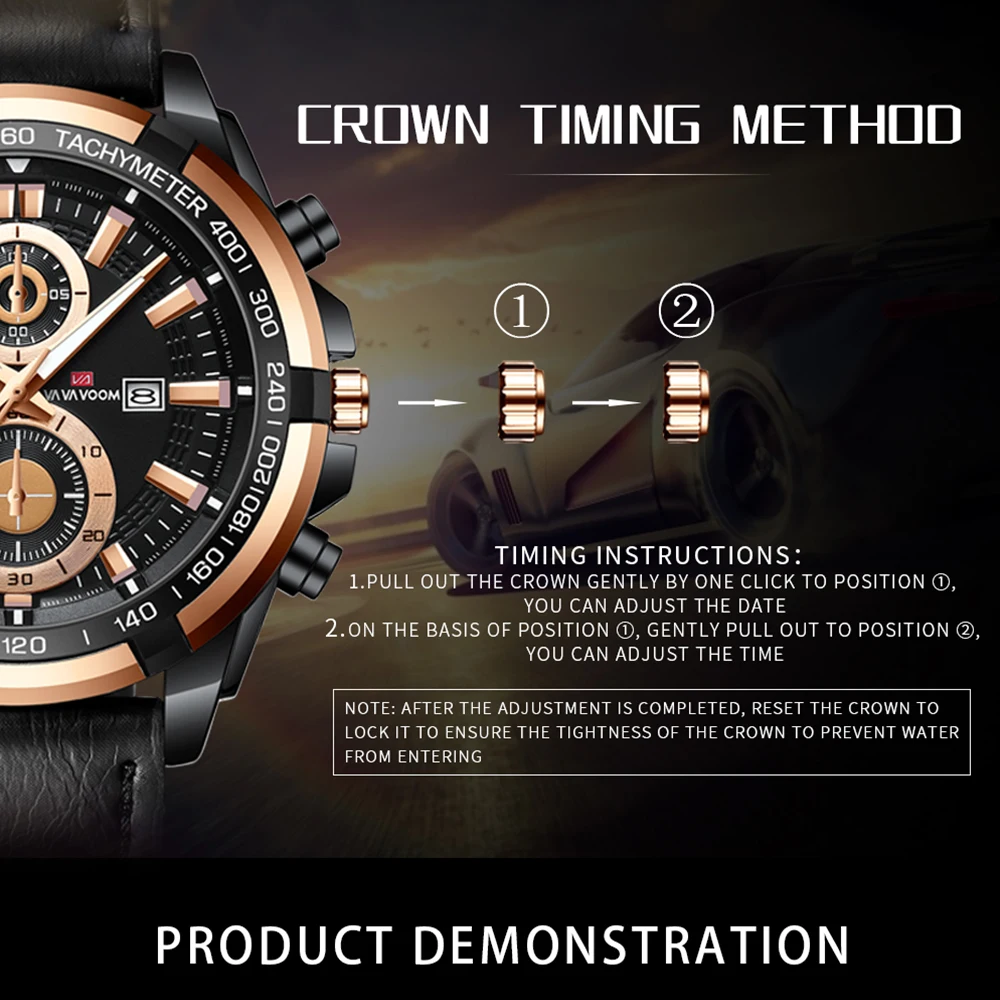 Quartz Machine Core Men Watches 3ATM Waterproof  Luminous Pointer luxurious Calendar Casual Dropshipping Leather Strap Watches