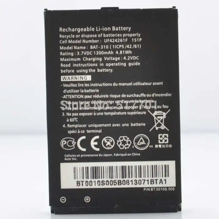 ALLCCX battery mobile battery UF424261F/BAT-310 for Acer E310 M310 S120 S300 with good quality and best price