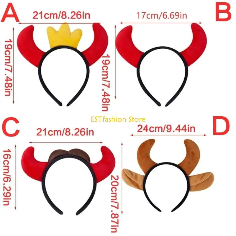 Y5GC Holiday Devil Horn Headwear Wasbaar Practical Halloween Cosplays Prop Comfortabele Fit Kids volwassenen Kostuum