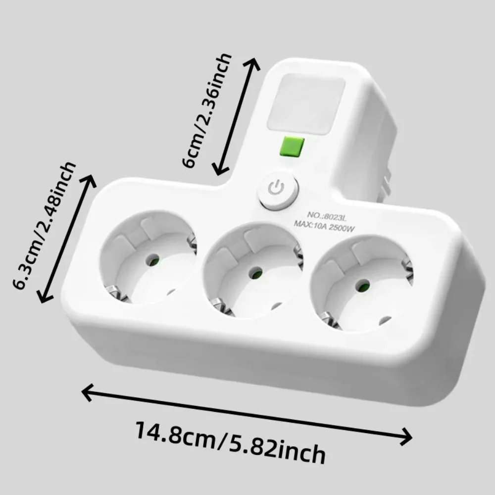 Wall Mounted EU Plug Outlet Independent Switch Multi-Outlet Wall Power with Night Light Switch Outlet Electrical Home Use