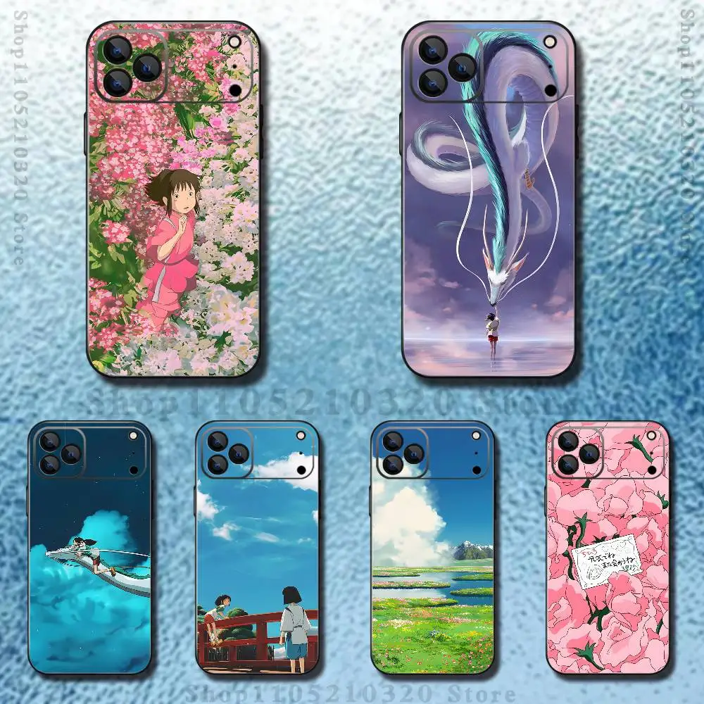 

S-Spiriteds Flower A-Away Phone Case For iPhone 17,16,15,14,13,12,11 ,Pro Max,XS,X,XR,SE,Mini,8,7,Soft Silicone Black Cover