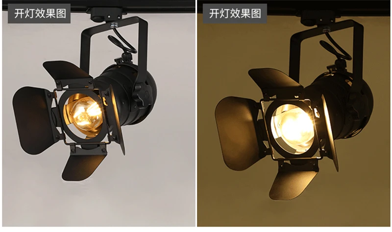 Modern LED Ceiling Lights American Retro Loft Iron Track Lamps Industrial E27 Bar Cafe Industrial Lighting Searchlight Fixtures