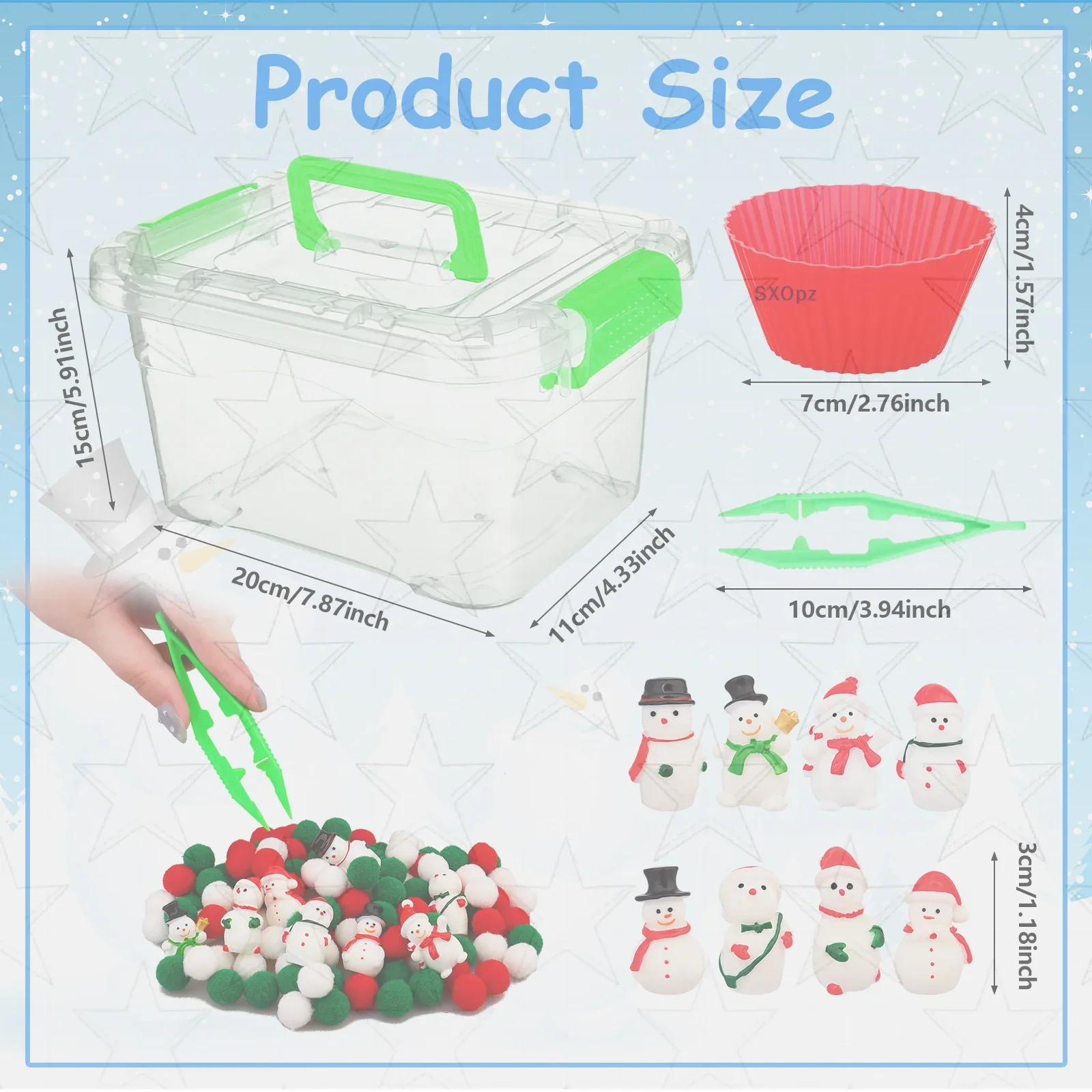 

277 шт., рождественский наполнитель для сенсорных контейнеров, зимние предметы сенсорного контейнера, 240 помпонов, 24 полимерных рождественских снеговика