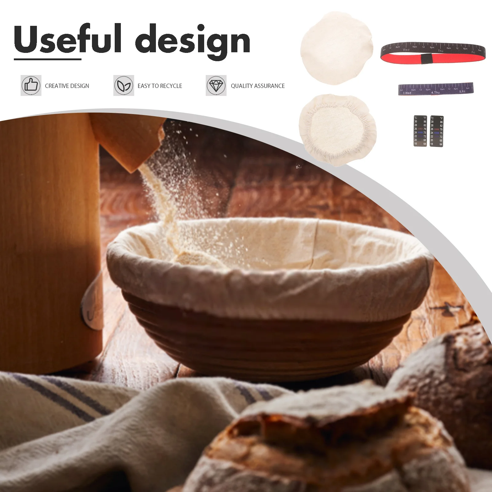 

1Set Sourdough Jar Accessories Set Complete Starter Kit Cloth Covers Thermometer Strips Date Bands Fermentation Tools Baking