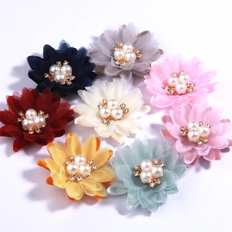 

5CM Handmade DIY Fabric Flowers Hair Accessories Garment Shoes Hats Decoration Chiffon Flower For Baby Girls Headbands