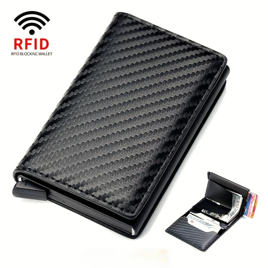 Credit Card Holder Men Wallet RFID Aluminium Box Bank PU Leather Wallets With Money Clip Designer Anti-theft Wallet Card Holder