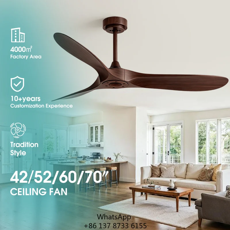 Model 666 52 Inch Plastic 3 Blade DC Motor Remote Control Electric Ceiling Fan