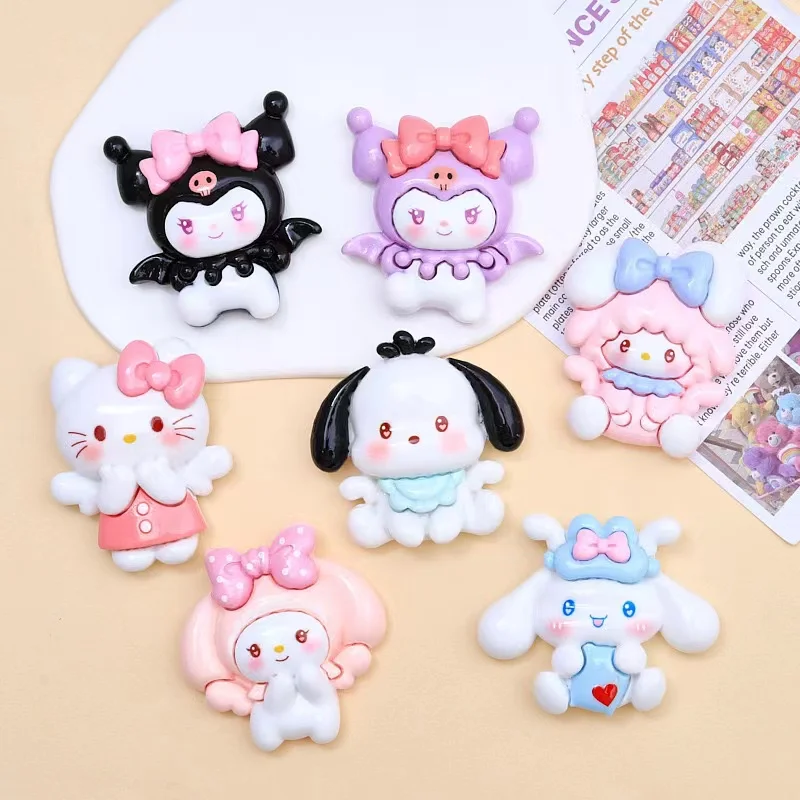 10 Stuks Nieuwe Kawaii Cartoon Kitten, Puppy, Konijn Hars Plat Terug Plakboek Beeldje Diy Boog Decor Accessoires Ambachten