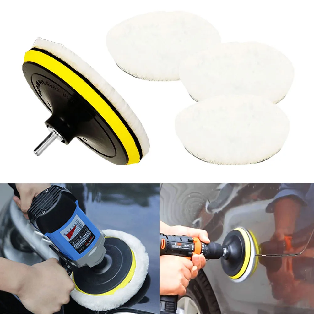 5/7 stücke 3 Zoll Polieren Wolle Pad Auto Wachsen Schwamm Disk Polieren Pad Wolle Rad Autolack Pflege polierer Pads Auto Gadget Werkzeuge