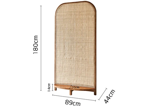 Retro Rattan Seat Screen Partition Wall Small Apartment Living Room Entrance Block Movable Silent Style Tea Room Screen