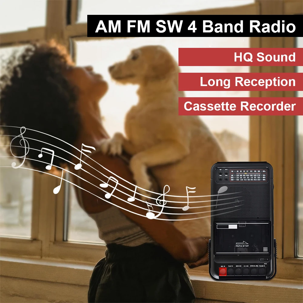 المحمولة AM/FM/SW1-2 4 الفرقة راديو الشمسية بلوتوث TF بطاقة U القرص الشريط لاعب MP3 تنسيق محول مسجل مع بطارية تعمل بالطاقة