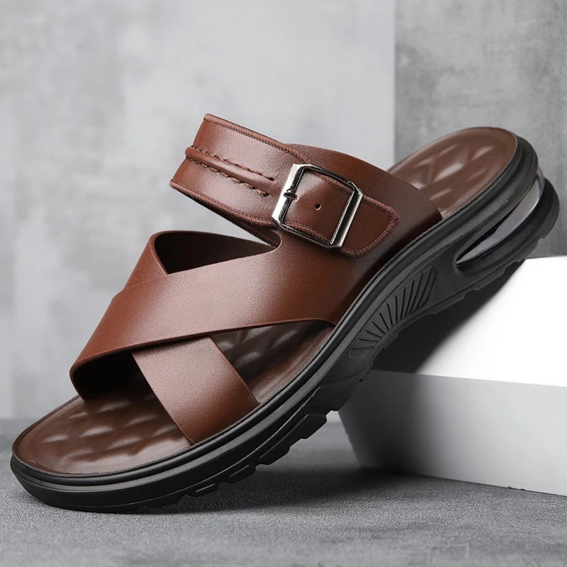 

Solid Colour Comfortable Outsole Anti Slip Beach Shoes Summer New Men's Sandals Fashion Light and Breathable Men Casual Footwear