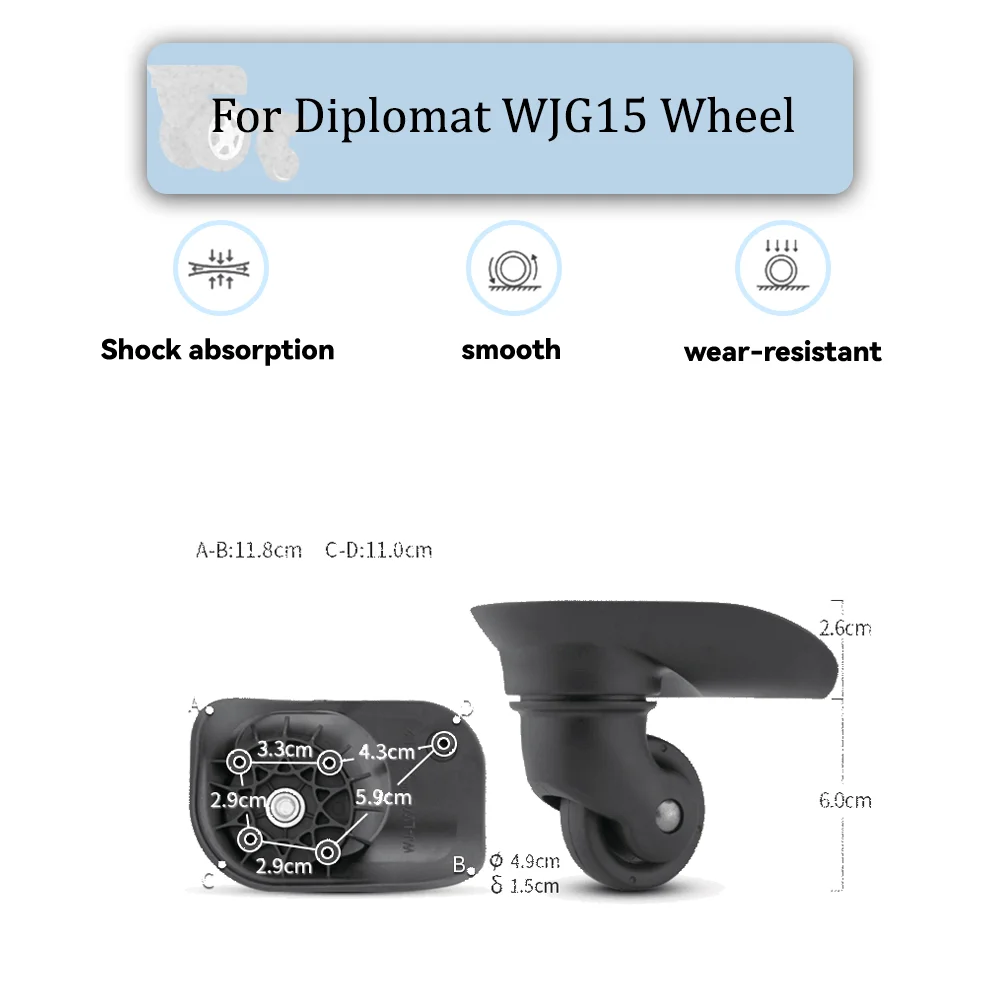 For Diplomat WJG15 Universal Wheel Black Replacement Suitcase Silent Smooth Shock Durable Absorbing Rotating Accessories Wheels