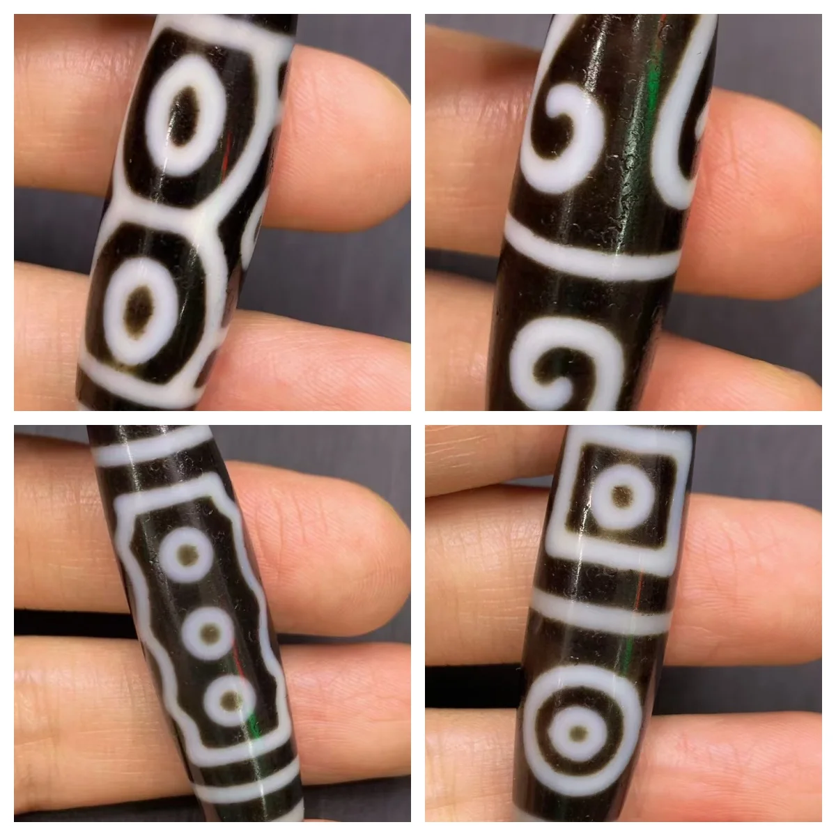 

1pcs/lot Natural Agate Dzi Seven Eyes Dragon's Six Eyes Four-eyed pattern White core holes Weathering lines Handmade beads