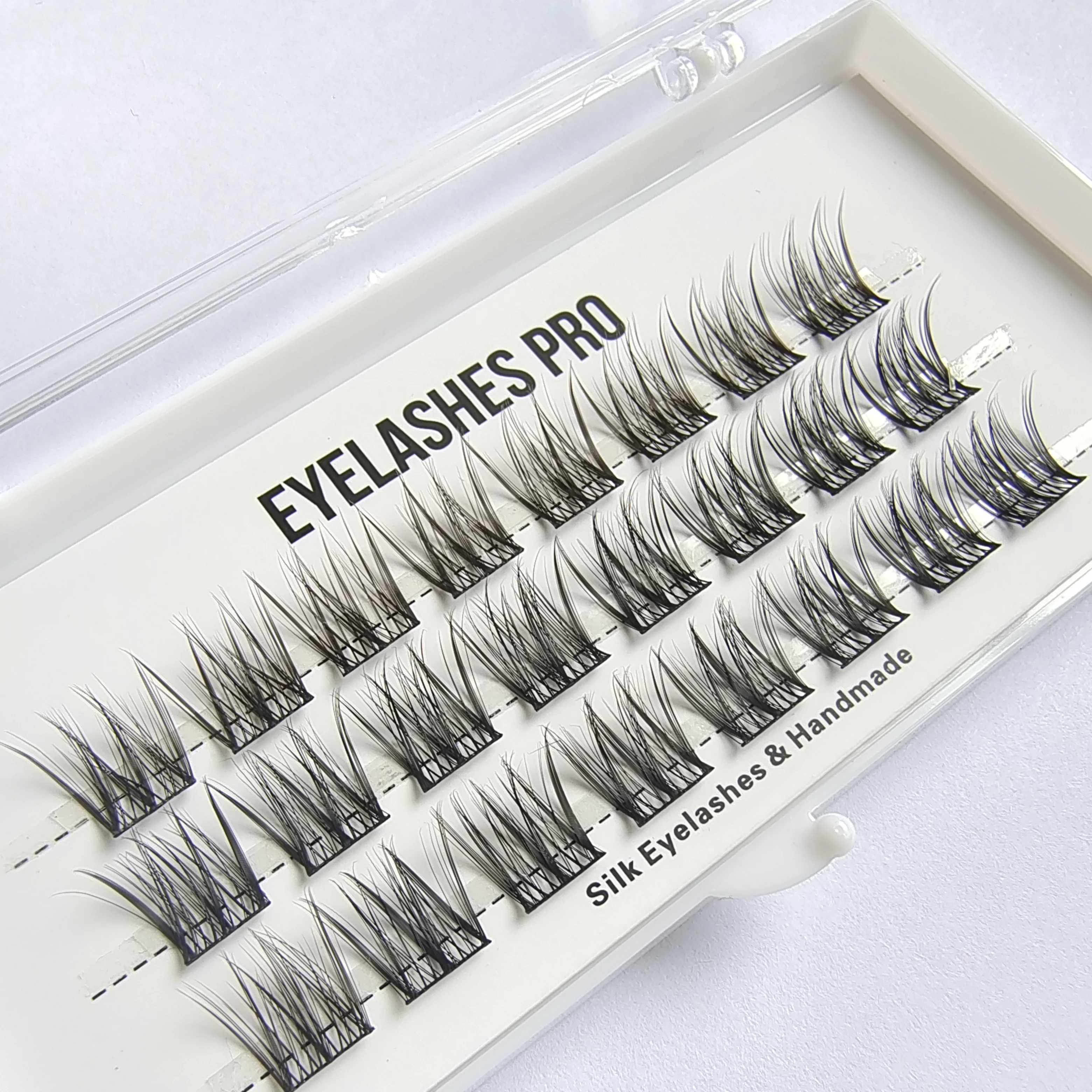 F008 DIY Hand Made Eyelash Extension Segmented Flase Lashes Dramatic Lash Bundles Soft Ribbon Strip Eyelashes Makeup Lashes