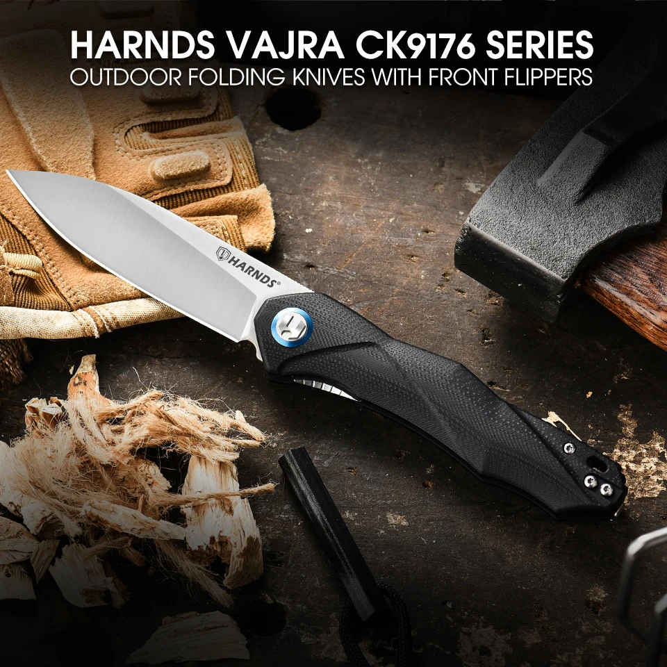 

Складной нож HARNDS Vajra CK9176 с флиппером, карманный нож для мужчин, EDC-нож с клипсой для выживания на природе и походов