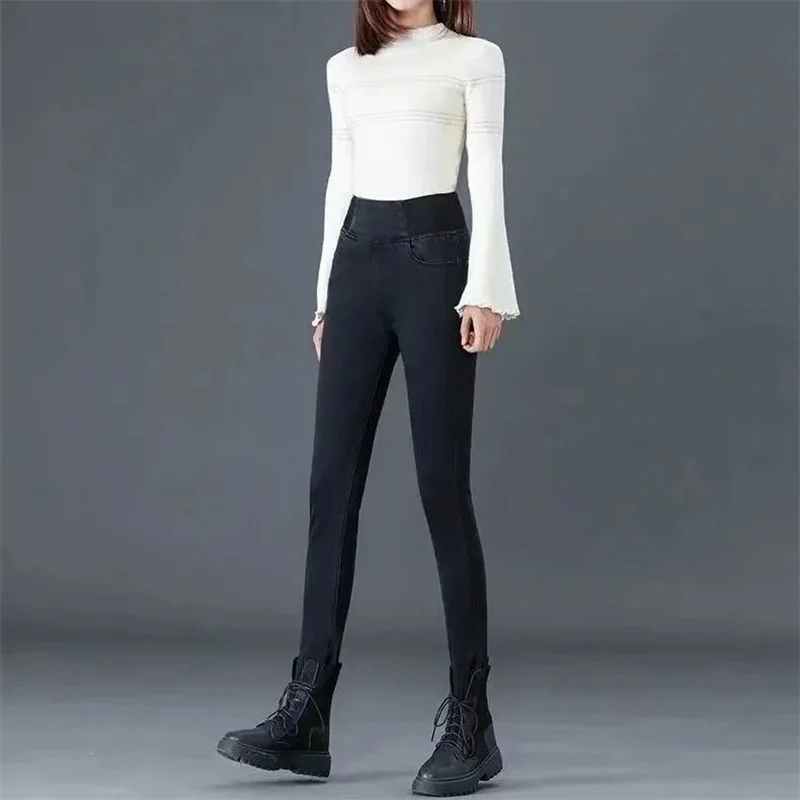 Over size 38 Elastic Waist Skinny Jeans Women Spring Slim Stretch Denim Pants Vintage Pencil Vaqueros Mom Pantalones De Mujer