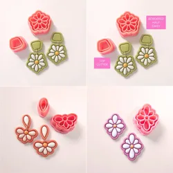 Daisy Bordered Star Polymer Cyat Cutters Tile Floral Hale Dangle Clay Boho Flower Diamond Pottery Clay DIY Earrings Making Tools