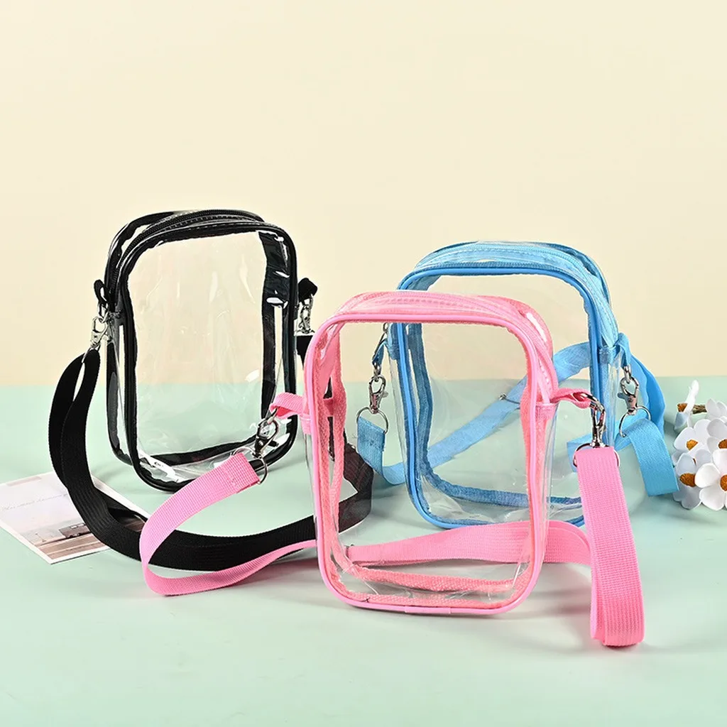 Transparent Jelly Crossbody Bag for Women Clear PVC Messenger Purse Colorful Border Waterproof Beach Shoulder Bag Mini Satchel