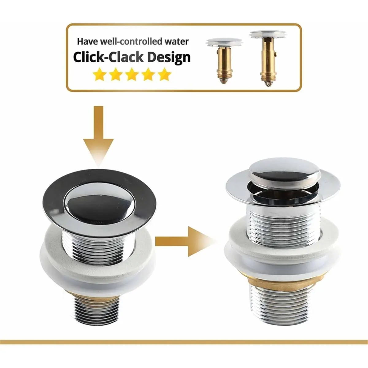 Big Discount 38mm Pop-Up Sink Plug Replacement, Brass Bathroom Sink Drainer Plug for Bathroom Sink Plug Replacement 2pcs